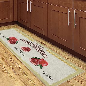 Machine Washable Wrinkle Free Coffee Cup Design Cotton 2 x 5 Kitchen Runner Rug (20" x 59", Beige)