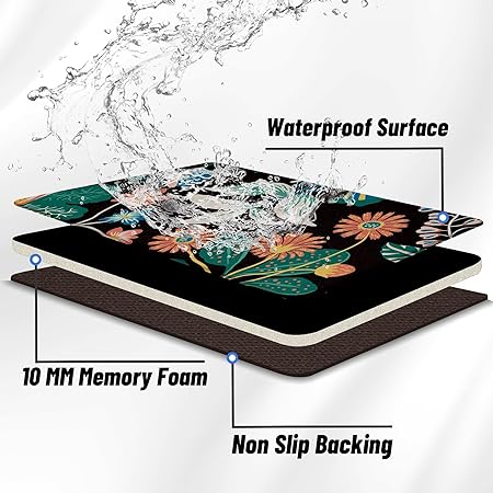 of 2 Anti Fatigue Non Slip Cushioned Kitchen Mats 0.4 Inch Thick Ocean, 17.3''x28''+17.3''x47'', Blue