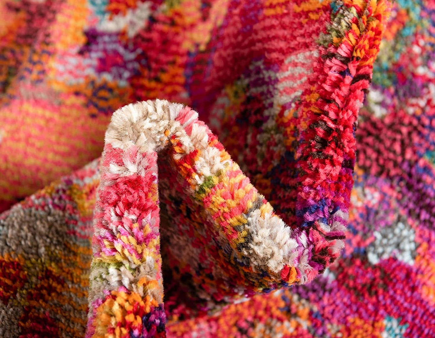 Modern Abstract Magenta Soft Rug