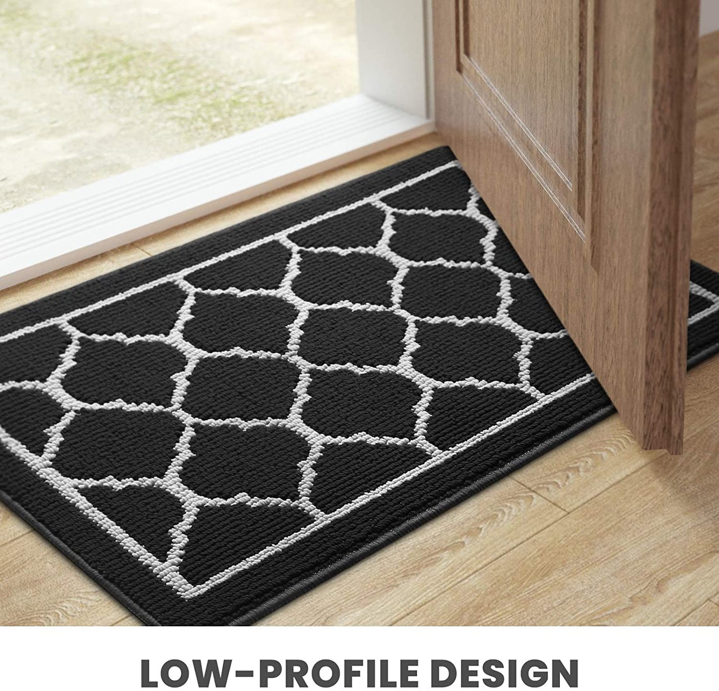 Indoor Outdoor Entryway Welcome Mat,  Super Absorbent Non Slip Rubber, Black