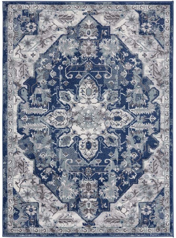 Hampstead Collection Dark Blue Orientral Soft Area Rug