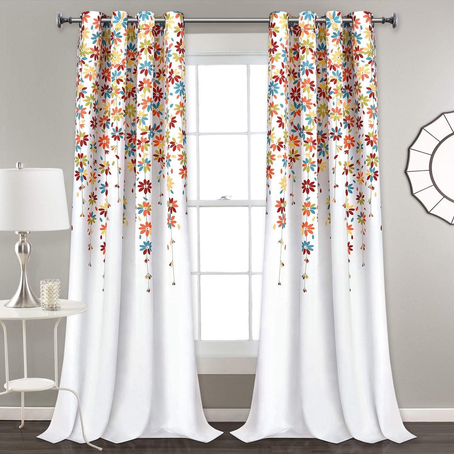 Flowers Window Curtain Floral Window Treatment Grommet Curtains