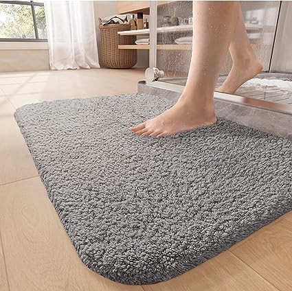 Upgrade Your Bathroom with Soft Plush White Microfiber Bath Mat - Non Slip, Absorbent, Washable, Quick Dry, 16"x24" Bath Rug Bathroom Carpet for Shower