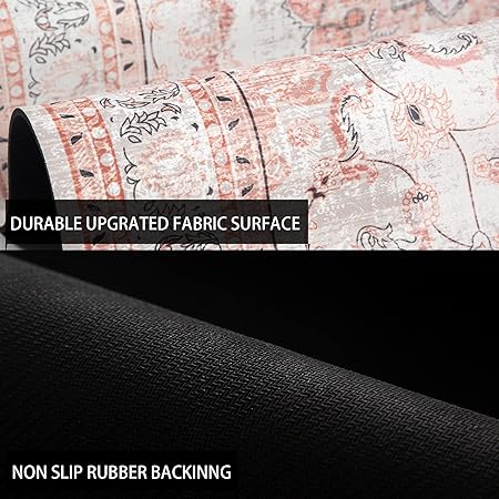 Sets of 3 Non Slip Washable Pink Durability Easy to Wipe Low-Profile Runner Rug, 20"x32"+20"x48"+20"x59"