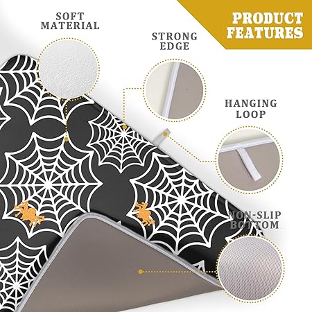 Halloween Spiderweb Spooky Spider Large Microfiber Drying Mat 18×24 Inch