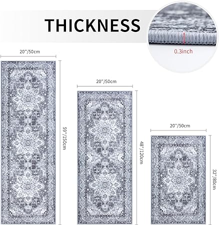 Sets of 3 Non Slip Machine Washable Entryway Rug
