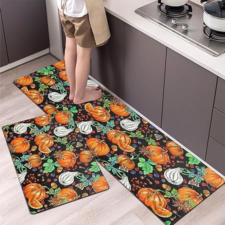 Set of 2 Non Slip Cushioned Thanksgiving Anti Fatigue Waterproof Mats