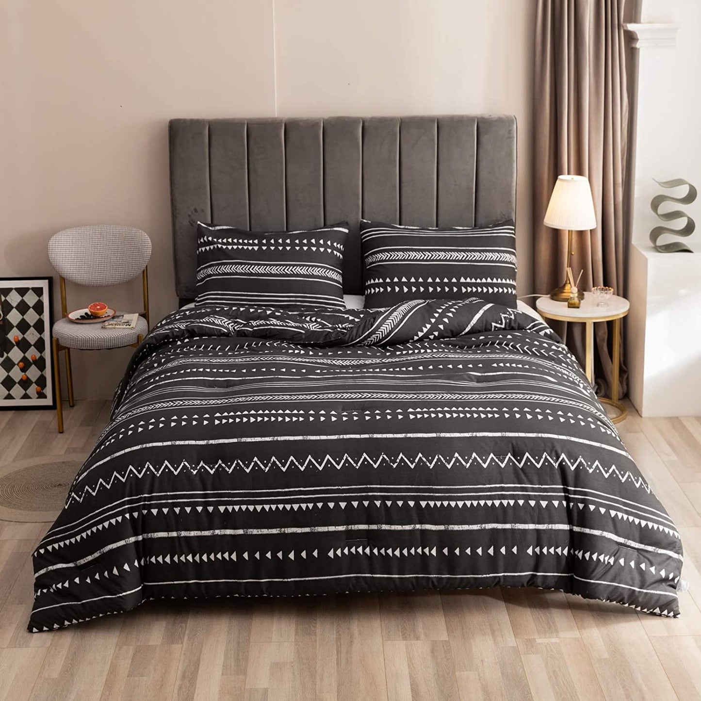 Folkloric Art Pattern Bedding with Soft Microfiber Fill Bedding, 1 Comforter & 2 Pillowcases