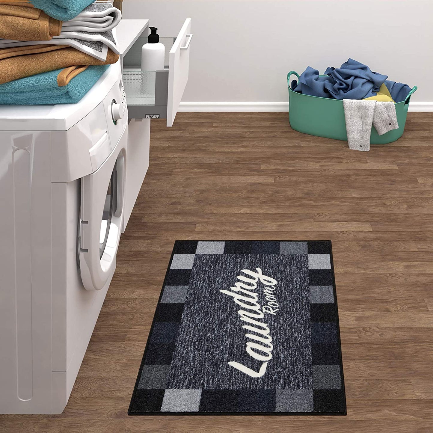 Laundry Mat Runner Rug, Black