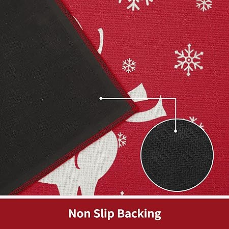 Washable Decorative Non Skid Christmas Kitchen Runner Mat, 17"x29"+17"x47"