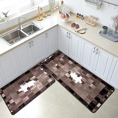 Non Skid Washable,Farmhouse Vintage Kitchen Rugs Set 20" x 31"+20" x 48",