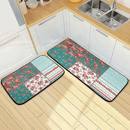 American Flag Fireworks Patriotic 4Th of July Non Slip Doormats Carpet Home Decor Set of 2