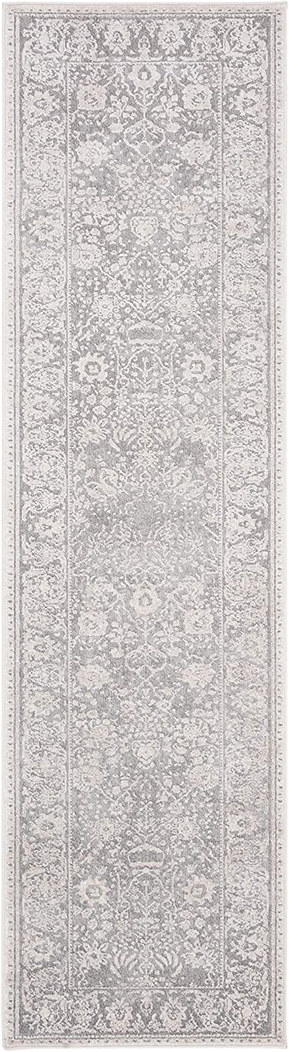 Reflection Collection Vintage Distressed Soft Area Rug Light Grey / Cream