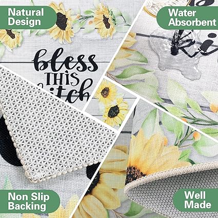 Non-Slip Backing Natural Design Throw Rug Lemon Design, 17"x48"+17"x24"