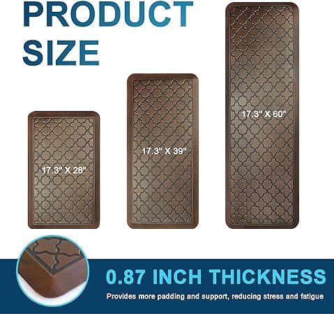 Anti Fatigue Cushioned Non Slip Standing Mats for Home Kitchen Sink Office Standing Desk Standup Desk Riser Laundry (Black, 17.3" x28"+17.3" x28"-0.47")