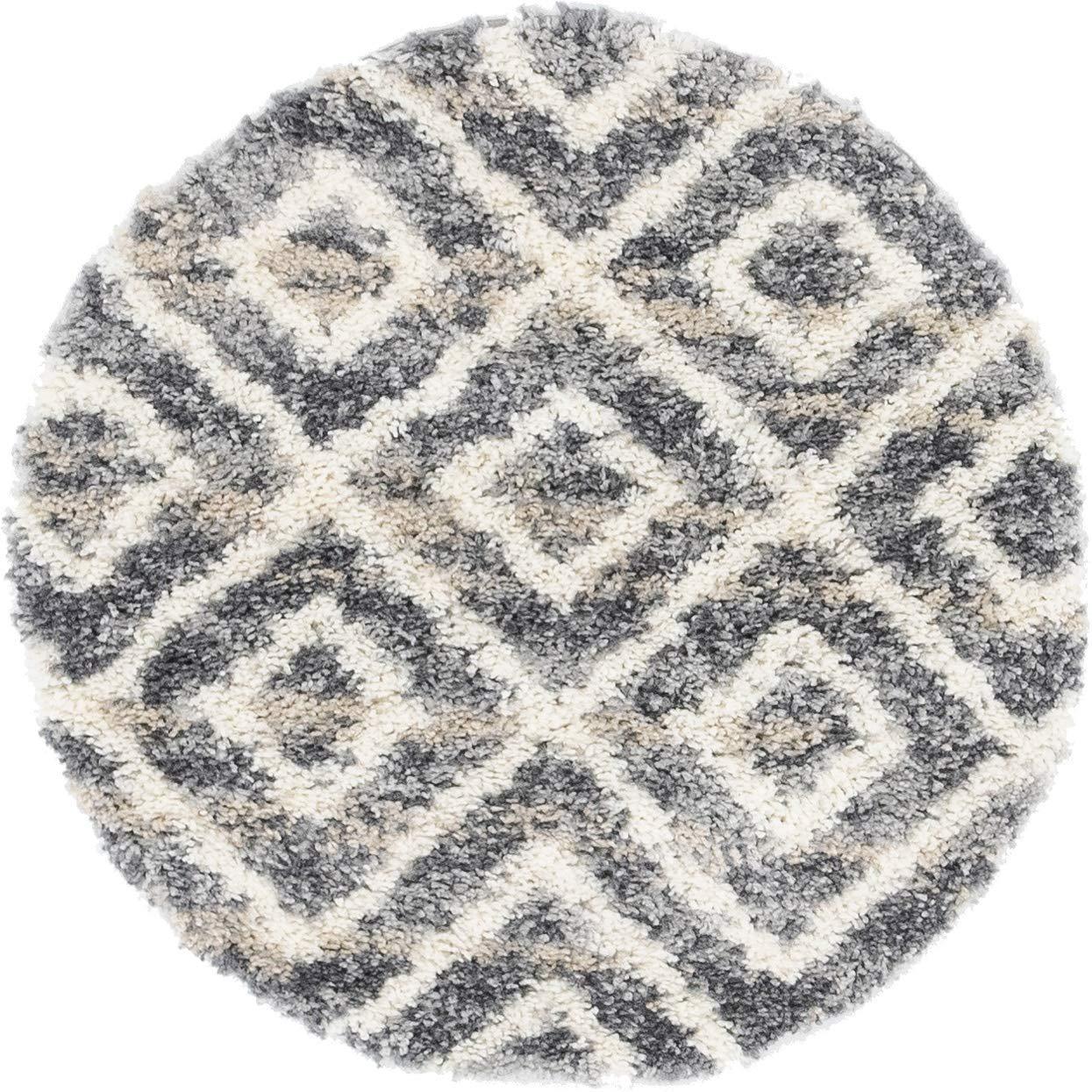 Lattice Tassel Gray Ivory Beige Plush Shag Area Rugs