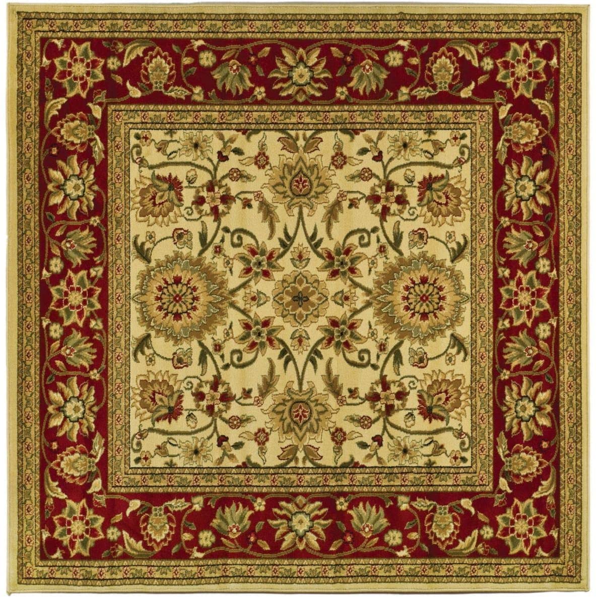 Traditional Oriental Soft Area Rug, Ivory/ Red