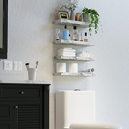 4 Sets White Floating Shelves for Wall