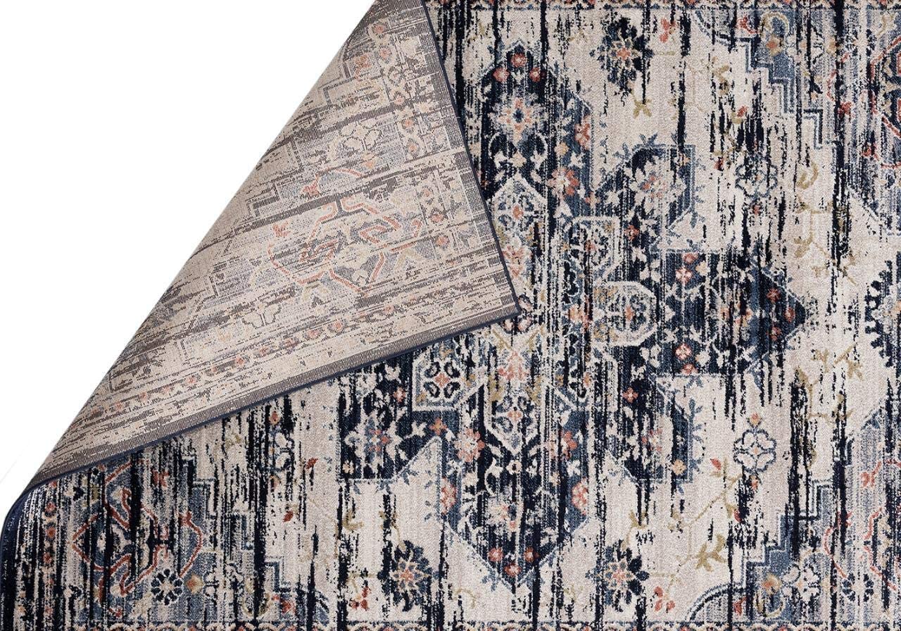 Nottingham Navy Oriental Soft Area Rug