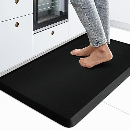 Anti Fatigue Kitchen Rug Kitchen Floor Mat Cushioned Black and White Buffalo Plaid Kitchen Rugs and Mats Non Skid Waterproof Kitchen Mats for Floor Laundry Office Sink, 17.3"x59"