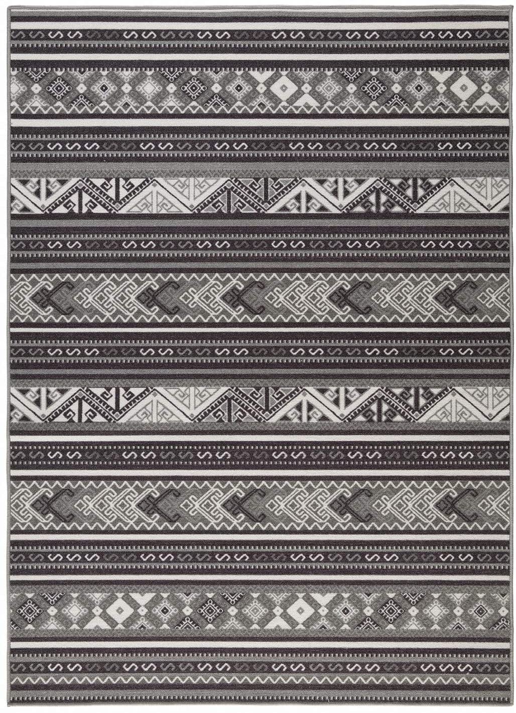 Moroccan Geometric Low Profile Pile Indoor Area Rugs Black