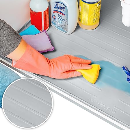 Under Sink Waterproof Silicone Cabinet  Mat [34" x 22"] Grey,