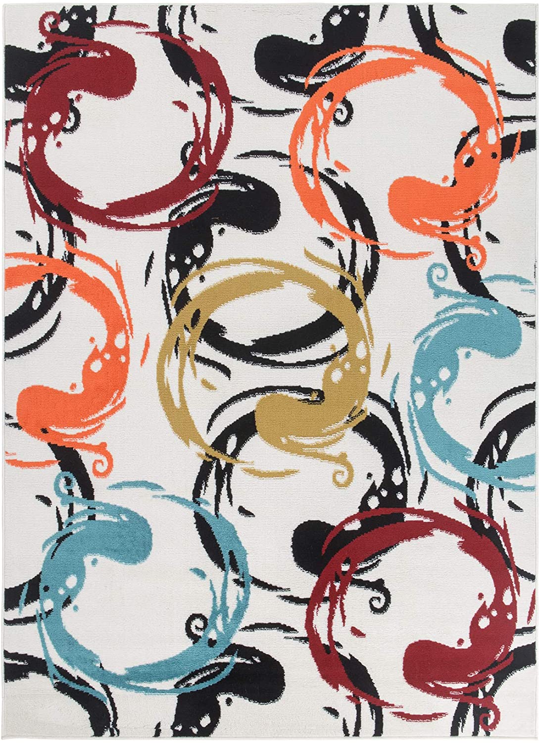 Pastel Collection Contemporary Polypropylene Indoor Multi-Color Area Rug