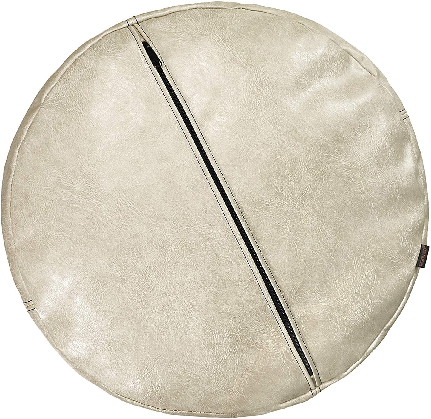 Unstuffed Nordic Faux Leather Pouf, Premium Handmade Ottoman