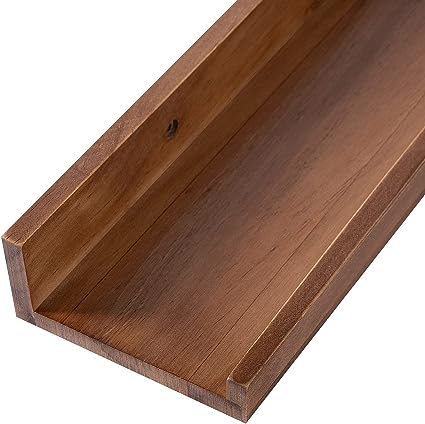 6 Inch Wood Floating Shelves Wall Mounted Light Walnut Picture Ledge Shelf, 3 Same Sizes