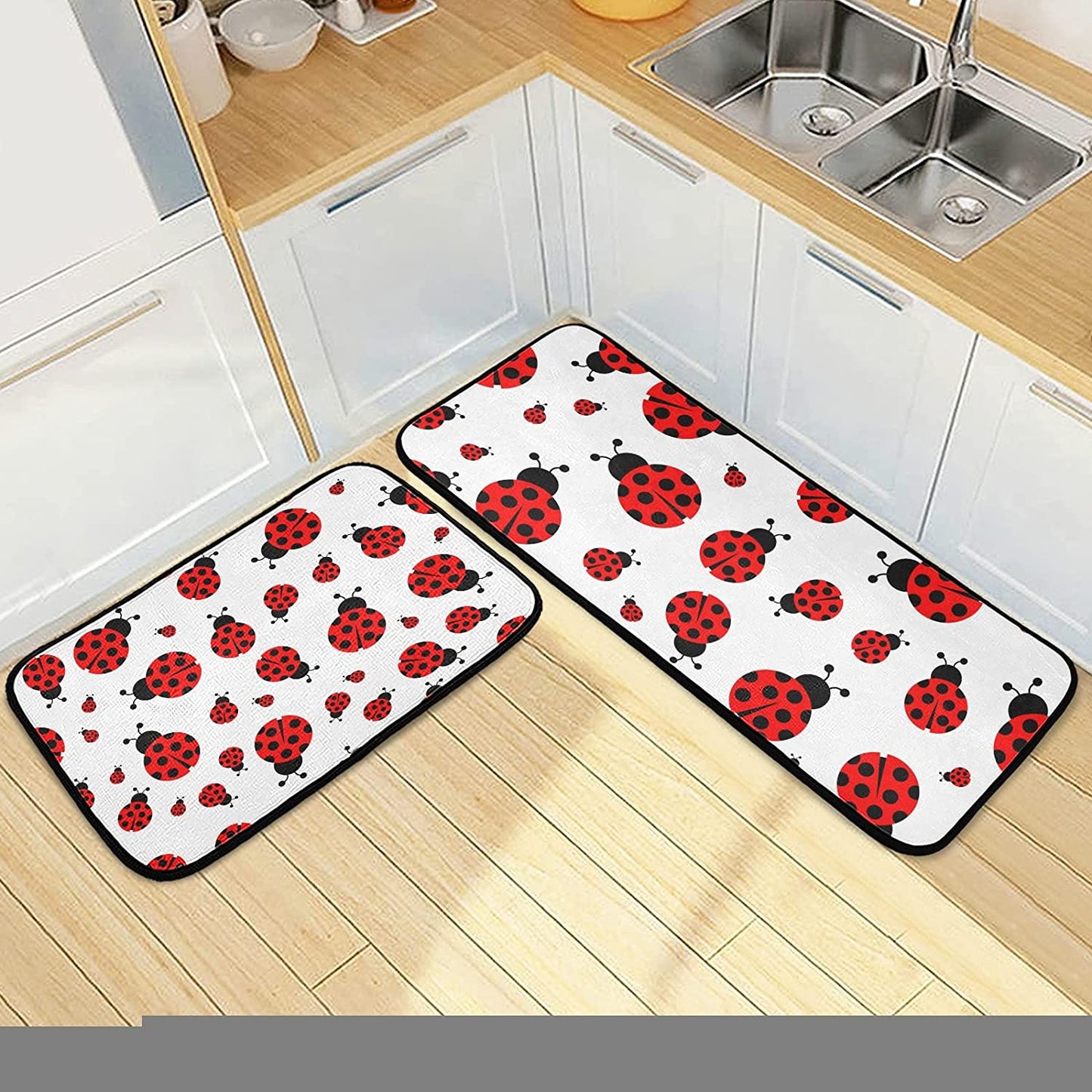 2 Pieces Honeycomb Beehive Wasp Bumblebee Anti Fatigue Kitchen Rug Set - 20"x28"+20"x47" 20"x28"+20"x47"