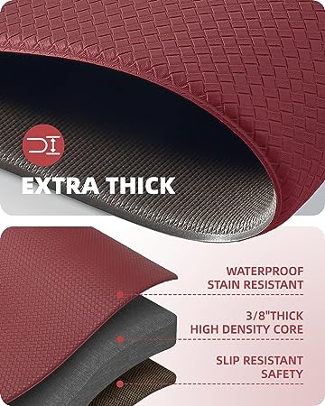 Cushioned Anti-Fatigue Kitchen Mat, Non Skid Waterproof Comfort Standing Kitchen Rugs and Mats, Memory Foam Kitchen mat, 17"x79", Black