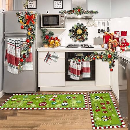Green Monster Non Slip Christmas Kitchen Decoration, Set of 2