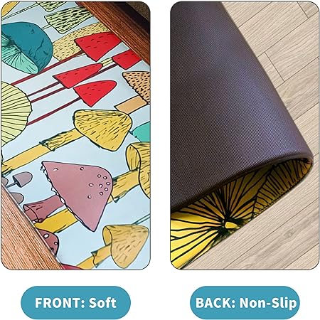 Non-Slip Cushioned Anti-Fatigue Washable Mushroom Decor Kitchen Rugs