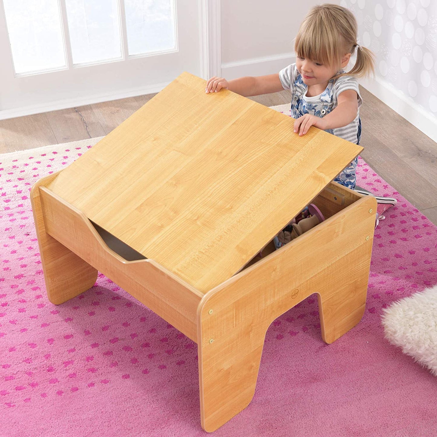 2-in-1 Activity Table with Board Gray/Natural