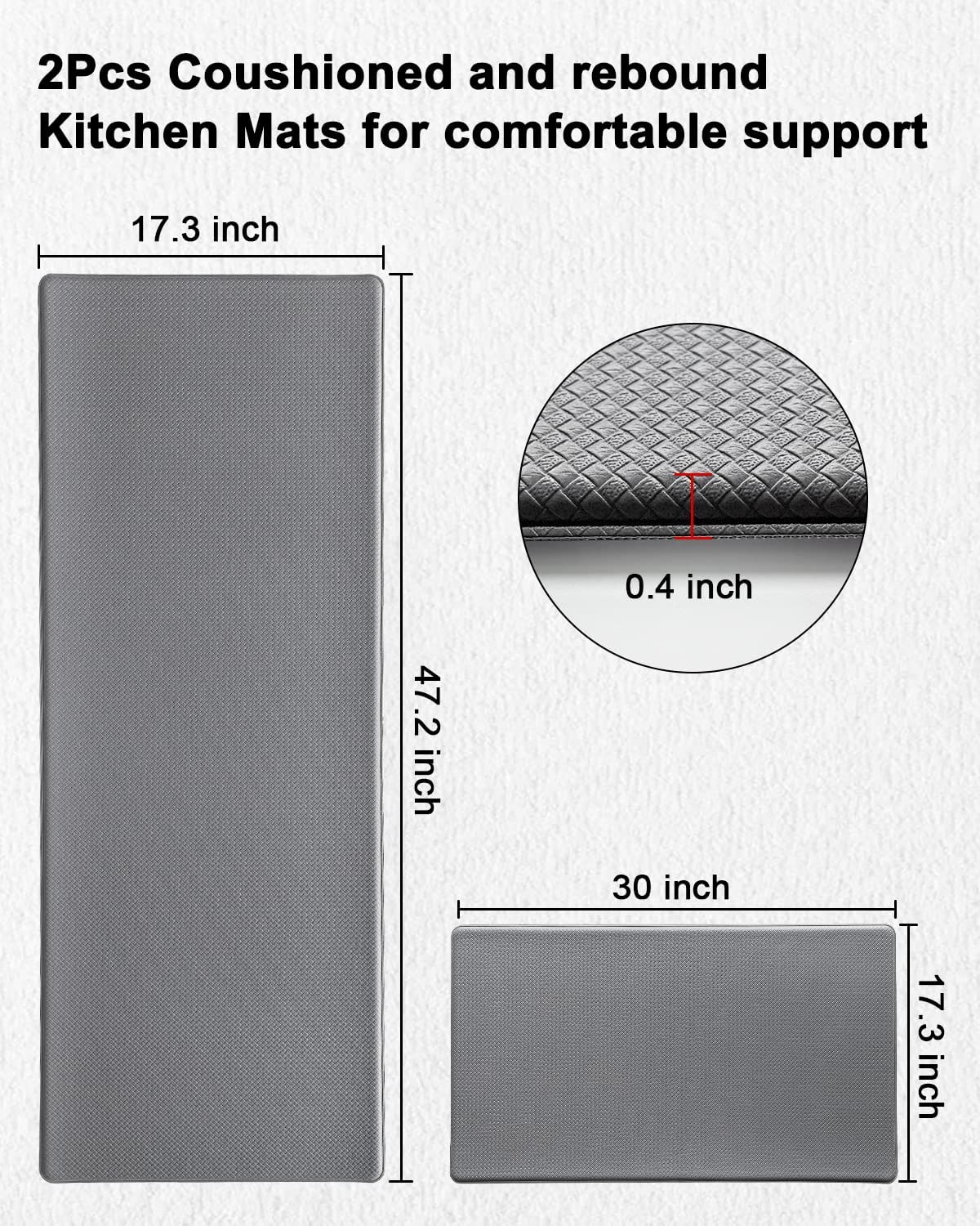 2 Piece Anti Fatigue Kitchen Rugs and Mats Sets