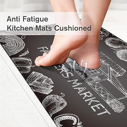 Non Skid Washable Anti Fatigue Mat Waterproof Cushioned Kitchen Matt for Standing 17.3"x29", Farmhouse