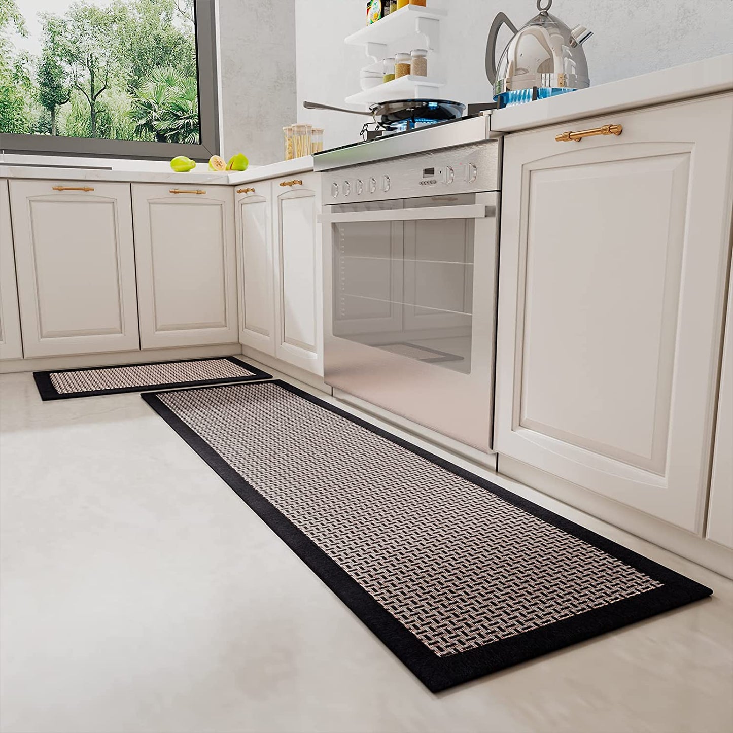 Non Skid Washable, Absorbent 2 PCS Set Kitchen Rugs and Mats -  20"x32"+20"x48"