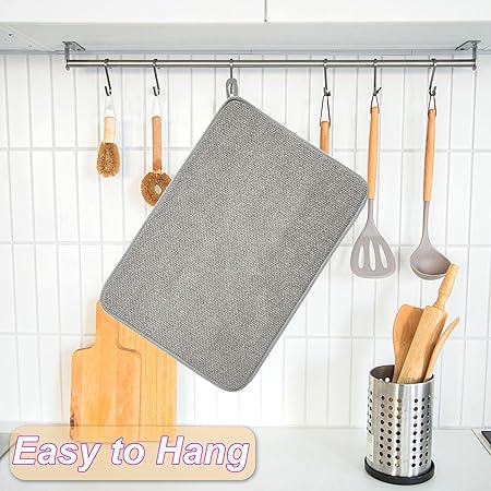 Absorbent Counertop, Thickened, Washable 2 Pack XXL Dish Drying Mats for Kitchen Counter, 24 x 17 inch