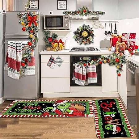 Green Monster Non Slip Christmas Kitchen Decoration, Set of 2