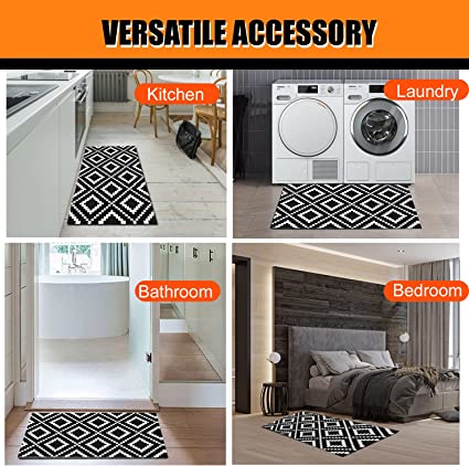 Set of 2 Anti Fatigue Non-Slip, Thick Cushioned, Waterproof, Heavy Duty PVC Foam Kitchen Rugs