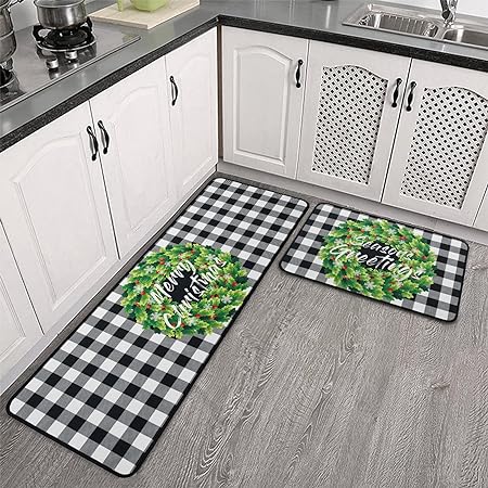 Non Skid Washable Black Santa Claus Christmas Rugs and Mats