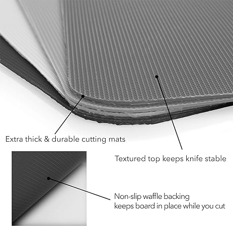 Non-Slip, BPA Free (8-Pack Gray, Mixed Size) Color Coded Chopping Plastic Cutting Boards for Kitchen