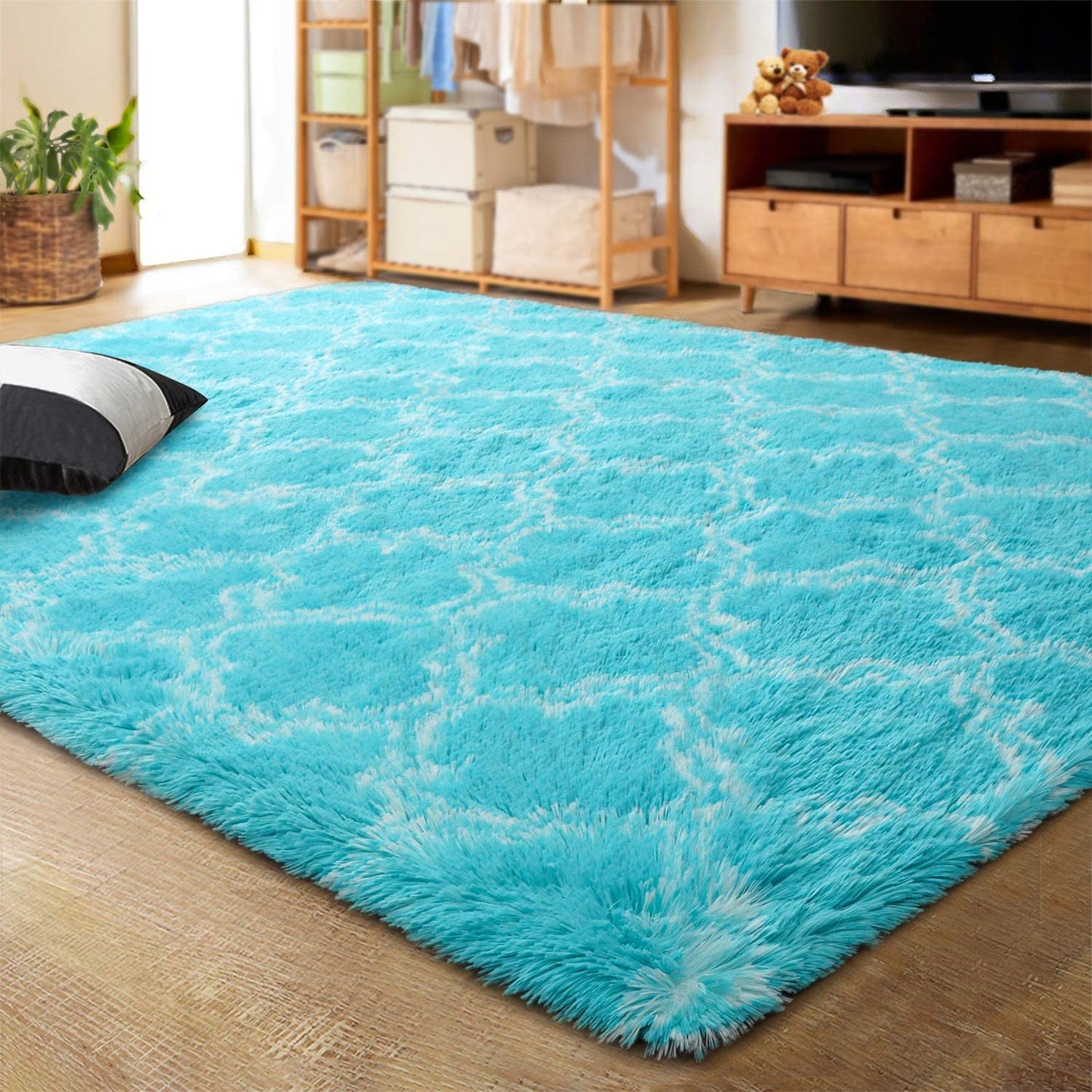 Velvet Shag Area Rug Modern Indoor Plush Fluffy