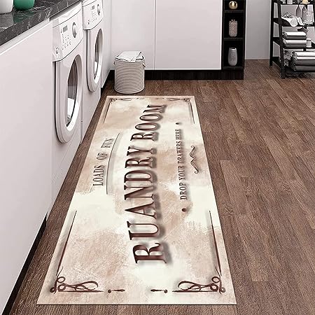 Laundry Room Rug 20"X59", Farmhouse Runner Rug Non Slip Waterproof Laundry Room Mat Floor Carpet for Kitchen, Washhouse, Mudroom