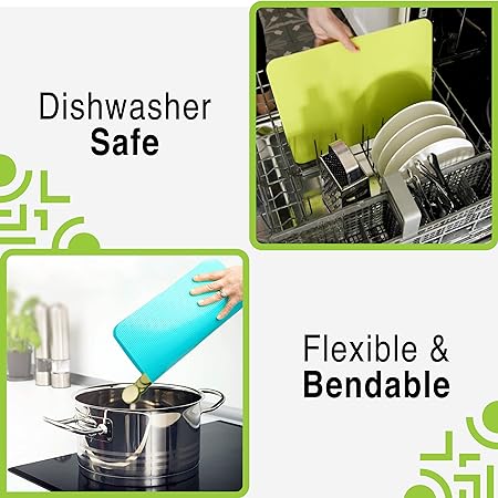 Non-Slip, BPA Free (8-Pack Gray, Mixed Size) Color Coded Chopping Plastic Cutting Boards for Kitchen
