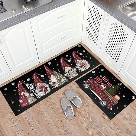 Set of 2 Non Slip Thick Truck Kitchen Rugs and Mats, 17"x47"+17"x28"