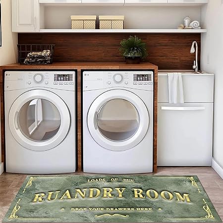 Laundry Room Rug 20"X59", Farmhouse Runner Rug Non Slip Waterproof Laundry Room Mat Floor Carpet for Kitchen, Washhouse, Mudroom