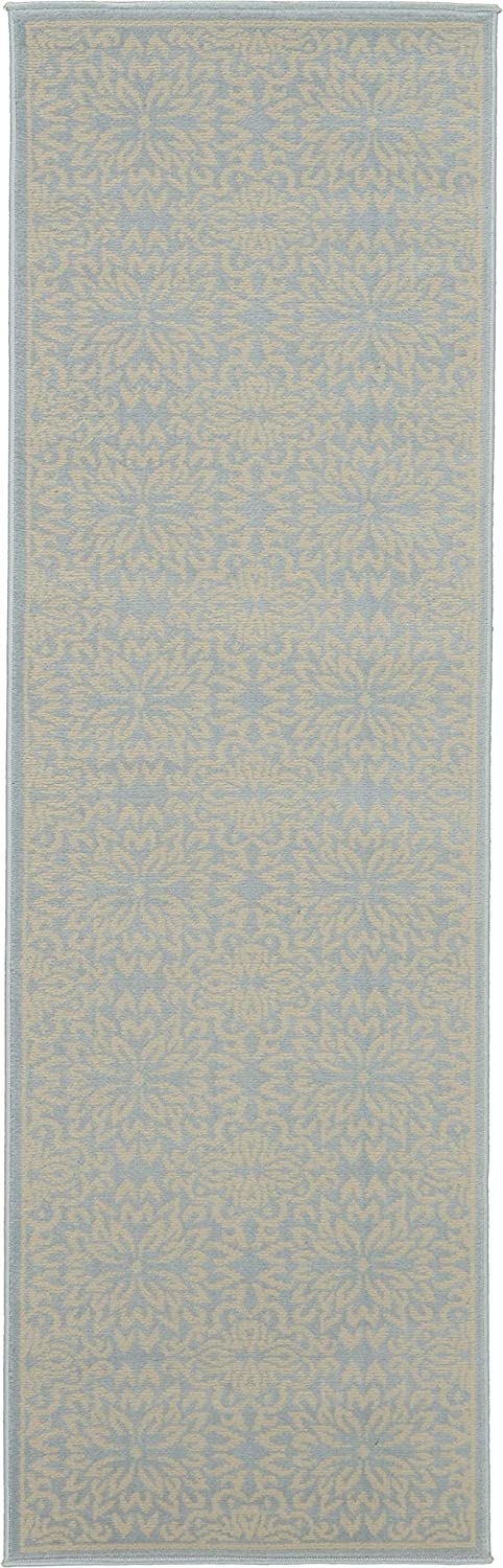 Transitional Floral Ivory/Light Blue Area Rug