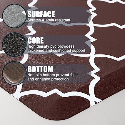 Cushioned Anti Fatigue 2 PCS,1/2 Inch Thick Waterproof Kitchen Rugs Non Skid,PVC Standing Desk Comfort Mat for Kitchen Floor Sink Office Laundry,(17.3"x29"+17.3"x47",Black)