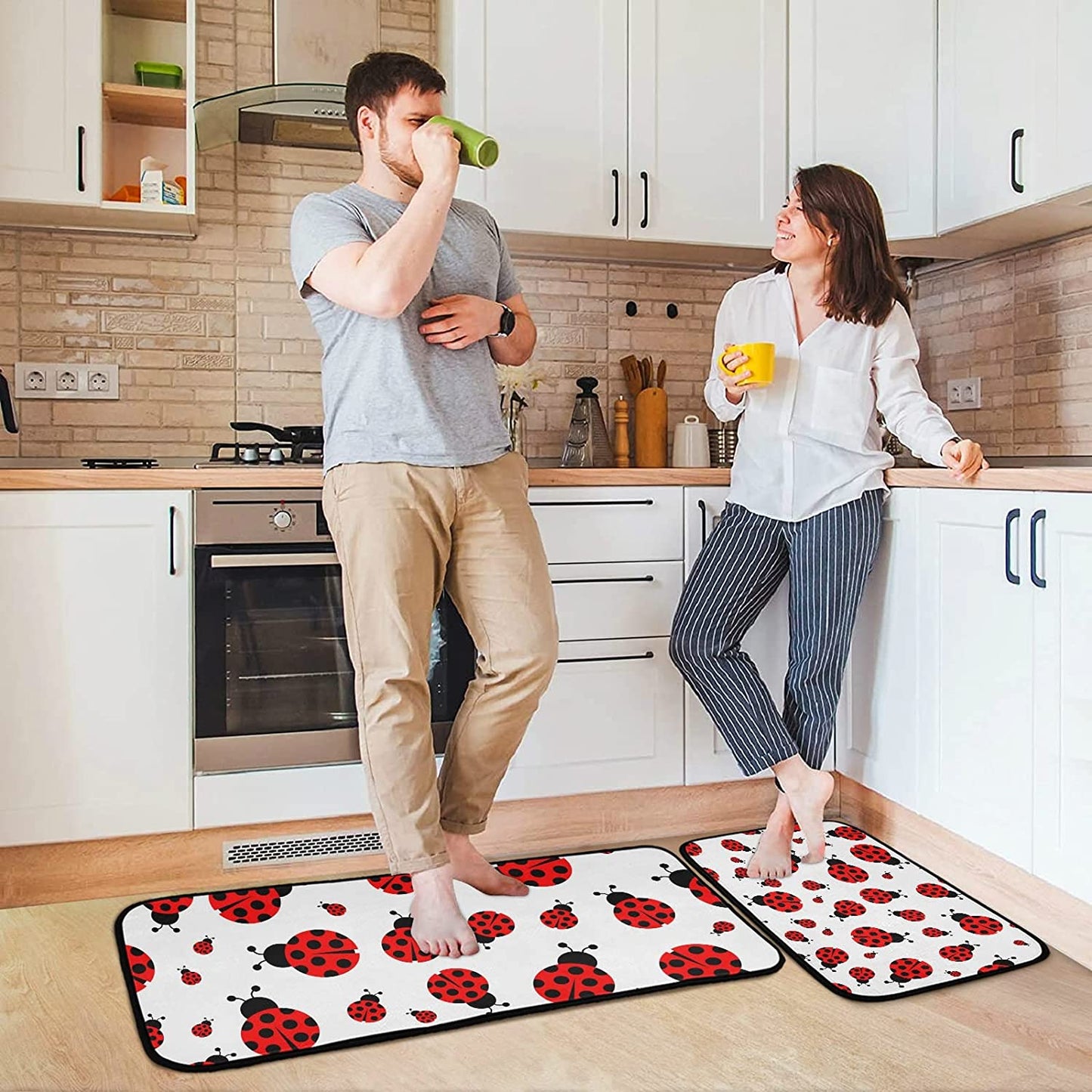 2 Pieces Honeycomb Beehive Wasp Bumblebee Anti Fatigue Kitchen Rug Set - 20"x28"+20"x47" 20"x28"+20"x47"